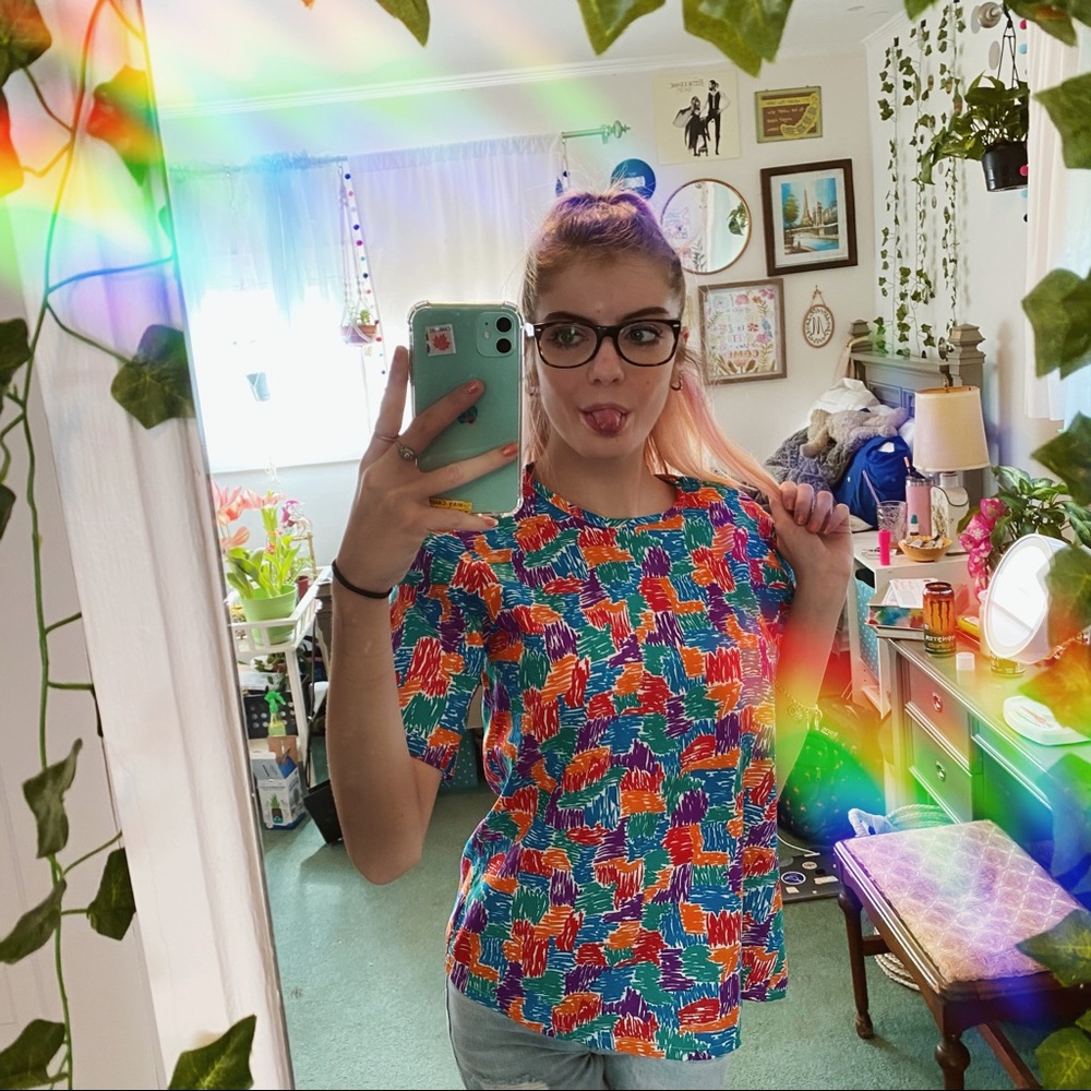 vintage 80s sweetbriar retro red cropped blouse 🖍